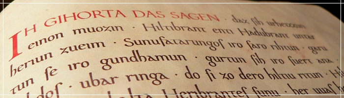 Pfeffer Mediæval used for display of Hildebrand's Lay and Beowulf